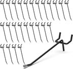 HUHOLE Pegboard Hooks 4 Inch 50PC, Black Peg Board Hooks, Fit 1/4" or 1/8" Pegboard, Ideal Peg Board Organizer Accessories for Garage Tool Organization, Wall Storage (Black, 4 Inch)