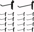 KINGDOM SOLUTIONS – 16-Pack Black Metal Slatwall Hooks (8X 4, 8X 6) – Heavy-Duty Slat Wall Accessories for Garage Organization, Retail Displays & Tool Storage Systems
