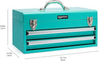 Amazon Basics Steel Tool Box Storage and Organization Drawers, 18.11 x 8.66 x 9.45 in, Turquoise Powder Coated Finish