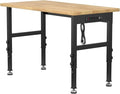 48" Adjustable Workbench,Heavy-Duty Work Table,3000 LBS Load Capacity Hardwood Workstation Outlets with Power Strips and Fixed feet,for Workshop, Garage