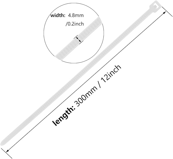 12 Inch Zip Ties Brown 1000 PCS, 50 Lbs- Heavy Duty Tensile Strength, Nylon PA66 UV Resistant Cable Ties for Indoor and Outdoor Use - Ideal for object bundling and fastening