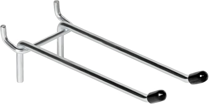 10 Pcs Pegboard Hooks, 6 Inch Peg Board Hooks, Pegboard Pegs Accessories with Rubber Tipped, Double Peg Hook Fit 1/4” Hole, Heavy Duty Tool Utility Hook for Hanging Tools, Bags and More