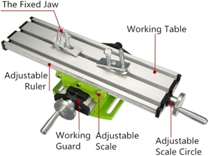 AMYAMY Milling Machine Worktable,Cross Slide Table - Compound Drilling Slide Table for Bench Drill Adjustable X-Y Axis (310x90mm)