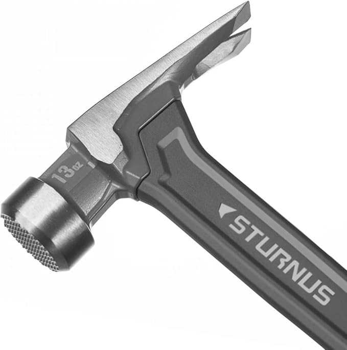 Sturnus Orange 13oz Velocity Rip Claw Hammer – 13oz, Lightweight Aluminum & Ergonomic, Pro-Grade with Anti-Vibration Grip (Milled Face, Short Handle)