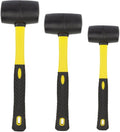 Benchmark - Rubber Mallet Set - 3 Sizes (8 oz, 16 oz, 32 oz) - Durable Low Recoil Rubber Heads with Sure Grip Fiberglass Handles