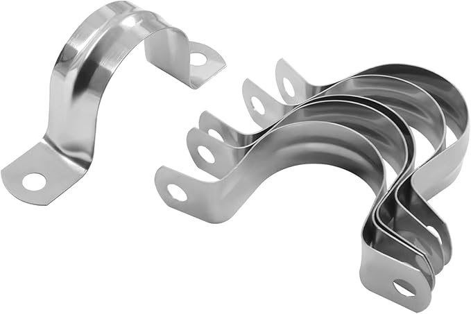 Hordion 16Pcs 1-3/8" Two Hole Strap U Bracket, M35 Rigid Pipe Strap Stainless Steel Conduit Clamp for Fixing Pipe