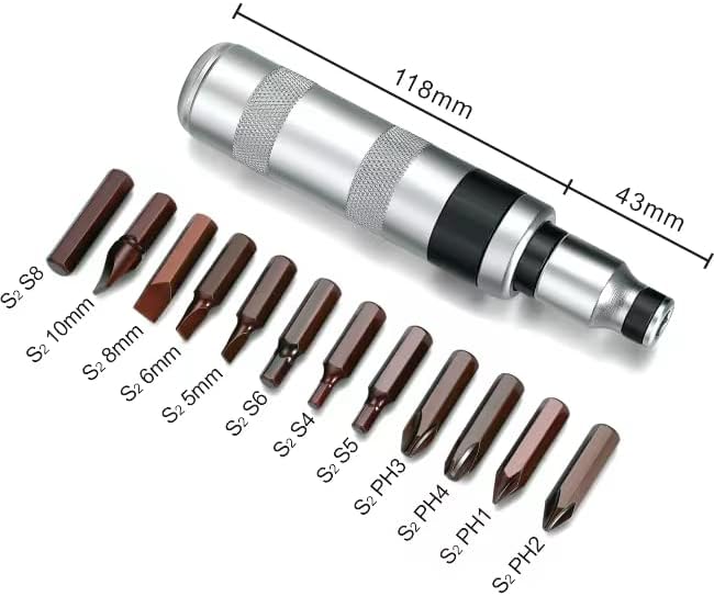 1/2" Manual Hand Impact Driver Set Extractor-12 PCS Impact Screwdriver S2 Steel Much More Durable Disengage Rusted Fasteners or Frozen Bolts Manual Reversible Impact Driver Set