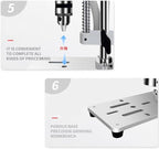 RATTMMOTOR DIY Benchtop Drilling Machine 110V-220V, Mini Desktop Variable Speed Drill Press 12mm Stroke, 3000RPM 795 Motor with Bench Vise Clamp, JT0 Drill Chuck 4.5mm for CNC Machining
