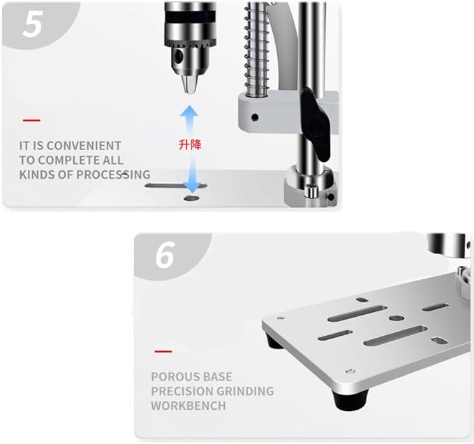 RATTMMOTOR DIY Benchtop Drilling Machine 110V-220V, Mini Desktop Variable Speed Drill Press 12mm Stroke, 3000RPM 795 Motor with Bench Vise Clamp, JT0 Drill Chuck 4.5mm for CNC Machining