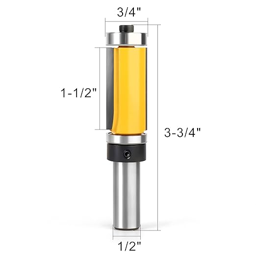 1-1/2-Inch Flush Trim Top and Bottom Bearing Router Bit 1/2-Inch Shank