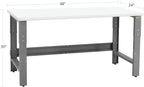 Table & Workbench: 1" Thick Laminate Top, Height Adjustable Bench - 24" D x 48" L x 30" - 36" H - by BenchPro