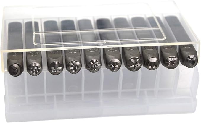 WKSTOOL 1/4"(6mm) High Hardness Carbon Steel 10Pcs Logo Symbol Design Metal Punch Stamp for Coin Ingot Molds Tag Jewel Design Making Imprinting Tools