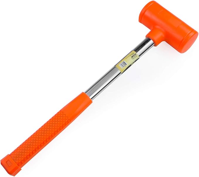 Stark USA 6-Pounds Dead Blow Hammer 6-lbs with Non-Slip Unibody Molded | Checkered Grip | Spark and Rebound Resistant, Orange