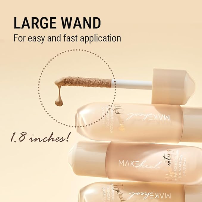 1.P.L AMPOULE GLOW FOUNDATION dewy glowy finish, liquid foundation with wand, all day coverage, blendable, 28g 0.99 fl Oz [21-N CLARITY]