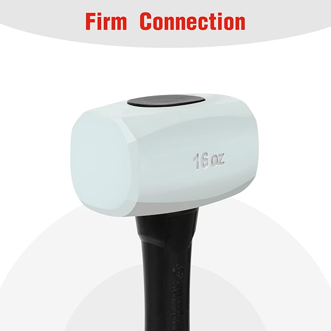 Goldblatt Rubber Mallet 16 oz. Low Recoil Rubber Hammer with Solid Head & Soft-grip Handle, Double-Faced Soft Mallets, Soft Blow Tasks, No Damage for Camping, Woodworking and Flooring | White