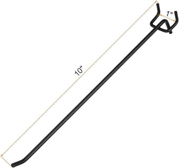 HARFINGTON 25pcs Pegboard Shelving Hooks 10" Stainless Steel Peg Board Display Hook Hanging Holders Wall Mount Organize Tools for Workbench Garage Kitchen Store, Black