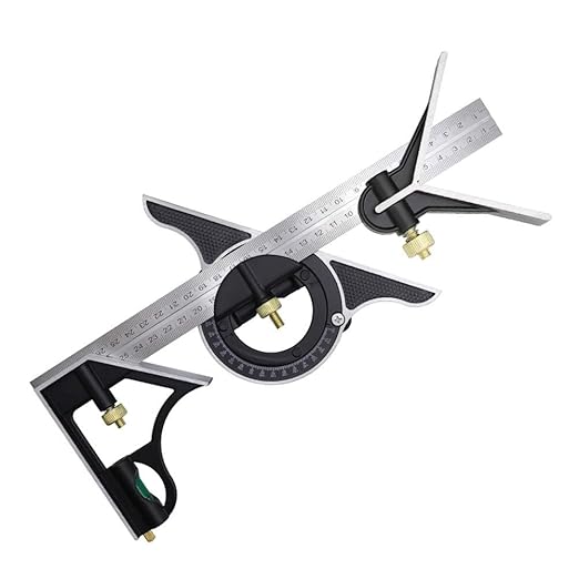 Combination Square,12 Inch Combination Square Angle Ruler, Stainless Steel Adjustable Angle Square, 90 Degree Right Angle Ruler