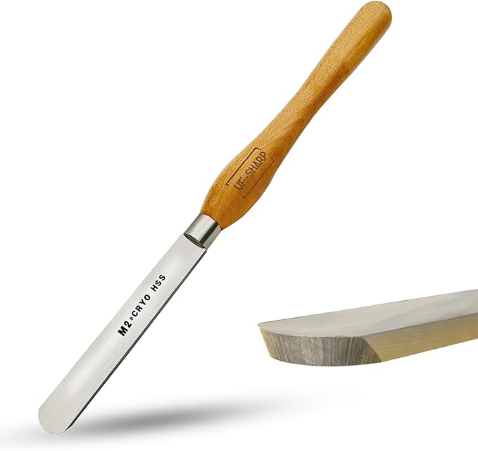 1 inch Round Nose Scraper, M2 Cryo High Speed Steel Wood Turning Tools with Beech Wood Handle