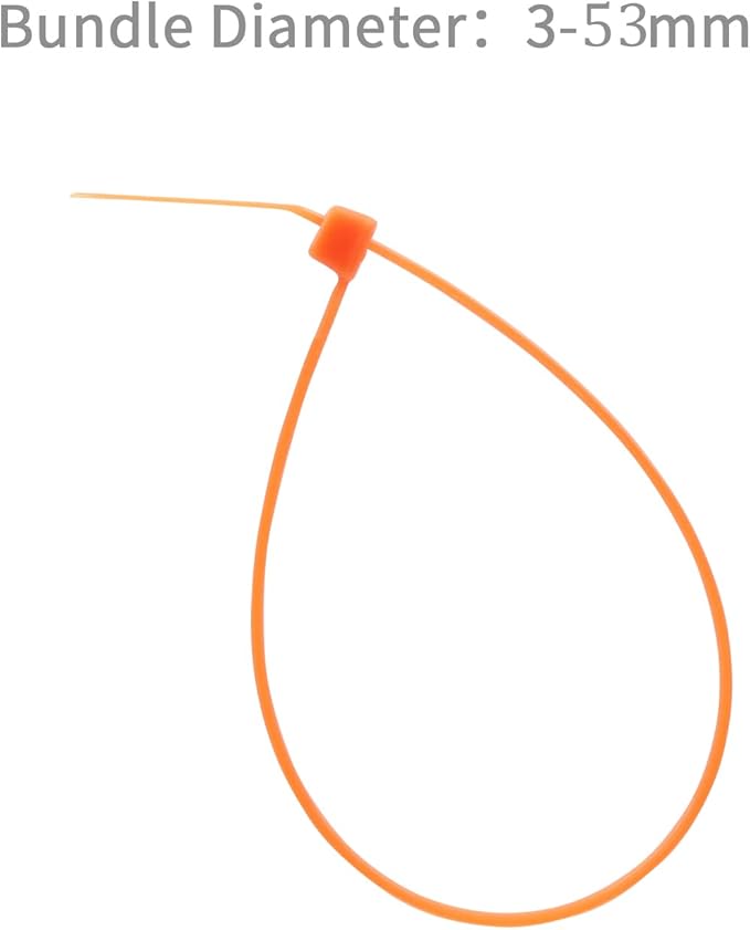 XINGO 100PCS 8 inch Orange Cable Zip Ties Heavy Duty, Premium Nylon Plastic Wire Ties with 50 Pounds Tensile Strength, Self-Locking Black Nylon Zip Ties for Indoor and Outdoor