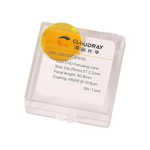Cloudray CO2 Laser Lens 20mm Mirror CO2 Laser Focal Lens CO2 Focus Lens, CVD ZnSe for CO2 Laser Engraving Machine Cutter 40W-200W,Dia 20mm FL50.8mm