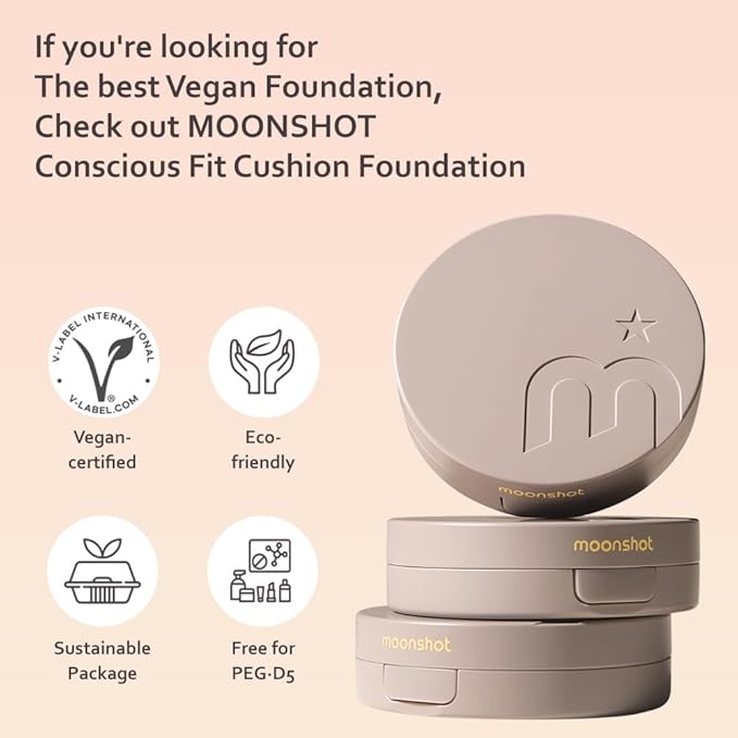 MOONSHOT KOREA Conscious Fit Cushion Foundation Flawless Coverage,Glass skin,Long-Lasting, Lightweight, Buildable Coverage,k-beauty (21N Cosmic Vanilla, [refill] Conscious Fit Cushion)-VeraVaultWomen