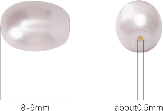 Natural Pearl Beads Rice 8-9mm White Freshwater Cultured Loose Gemstone Beads for DIY Jewelry Making 13.8''/Strand HQ