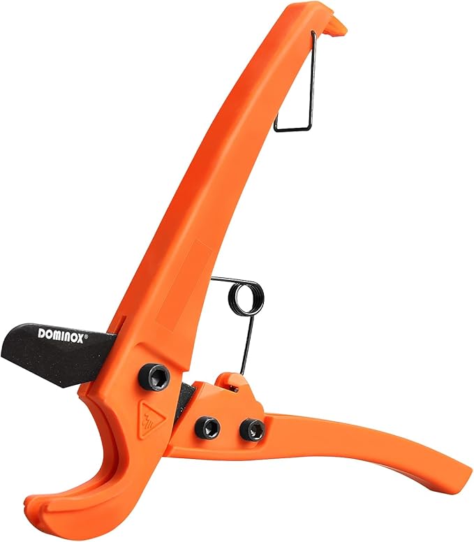 DOMINOX PVC Pipe Cutter with Sharp Blade, Cuts up to 32mm O.D, Ratchet PVC Cutter Tool with SK5 Blade and Plastic Handle, Hose Cutter with 1/8"-1" Cutting Capacity for PEX, PPR, PE, PP