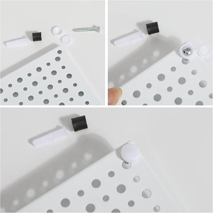 Pegboard Rack Garage Storage Steel Horizontal Peg Board Pack,Steel Pegboard Heavy Duty- 4 Pack 16-Inch X 16-Inch Metal Peg Board Tool Organization Panels(White)