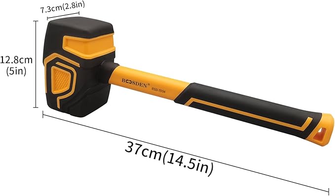 BOOSDEN Rubber Mallet, 36 oz Rubber Mallet Hammer, Rubber Hammer with Hook, Mallet Hammer with Solid Head & Ergonomic Grip Handle, Soft Face Hammer, No Damage for Flooring, Woodworking and Camping