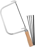 1 Set Woodworking Coping Saw U-Shaped Saw Mini Hand Coping Frame Small Carving Japanese Hand for Wood Board Plastic and Metal Cutting (With 4Pcs Replacement Blades)