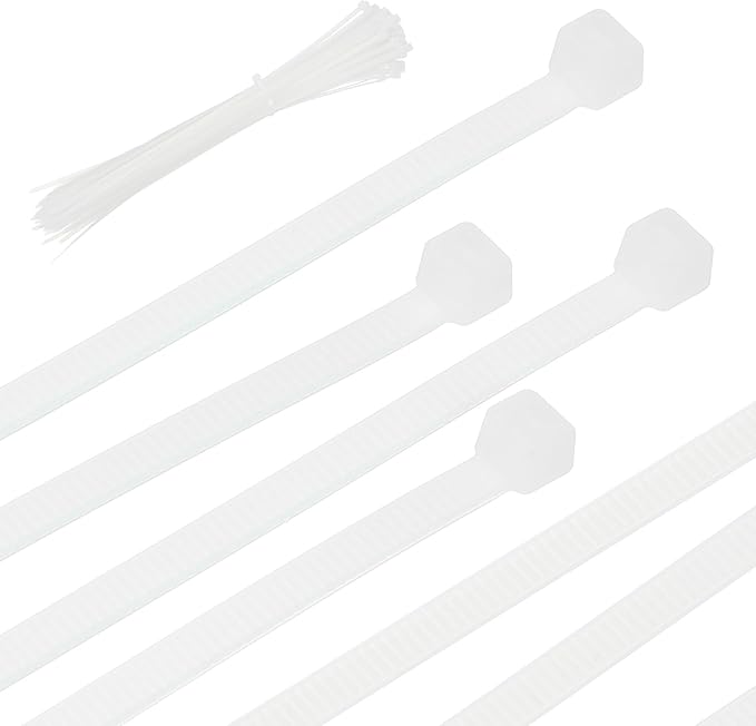 PATIKIL Cable Zip Ties 14 Inch, 100 Pcs Self-Locking Nylon Wire Tie Wraps Heavy Duty Cord Management with 50 lbs Tensile Strength for Indoor and Outdoor, White (0.2" W)