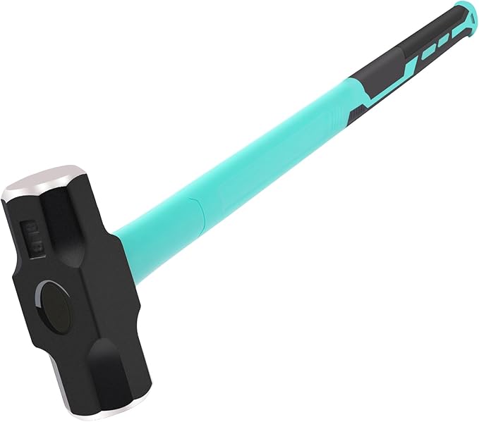 Sledge and Club Hammer with Heavy Duty Construction, Ergonomic No-Slip H-Grip Handle, Fiberglass Core, High Strength Steel for Construction,Land Management, Yard Work (B-8LB)