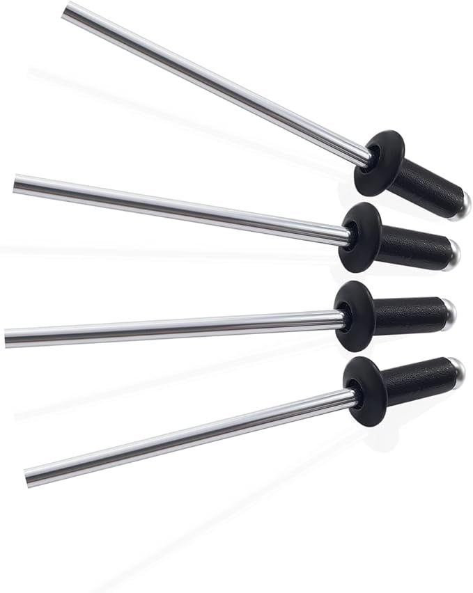 190pcs Black 1/8" x 1/2" Aluminum Blind Rivets, 3.2 x 12.7mm Pop Rivets,Aluminum Grip and Steel Mandrel