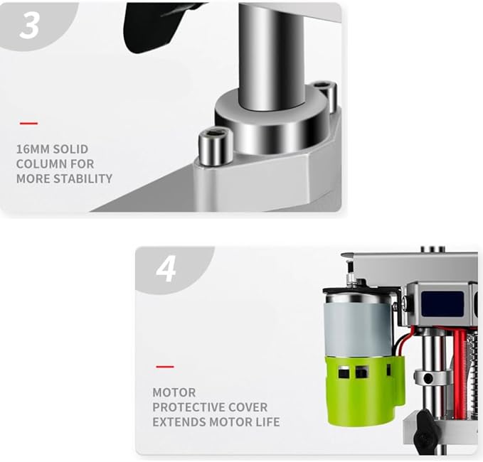 RATTMMOTOR DIY Benchtop Drilling Machine 110V-220V, Mini Desktop Variable Speed Drill Press 12mm Stroke, 3000RPM 795 Motor with Bench Vise Clamp, JT0 Drill Chuck 4.5mm for CNC Machining