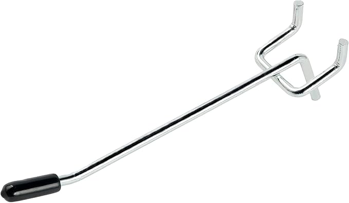 L Shape Pegboard Hooks, 4 Inch 50-Pack, Sturdy Galvanized Metal, Suitable for 1/4 and 1/8 Inch, Rubber Tipped, For Garage, Office, Kitchen, Store (Silver)
