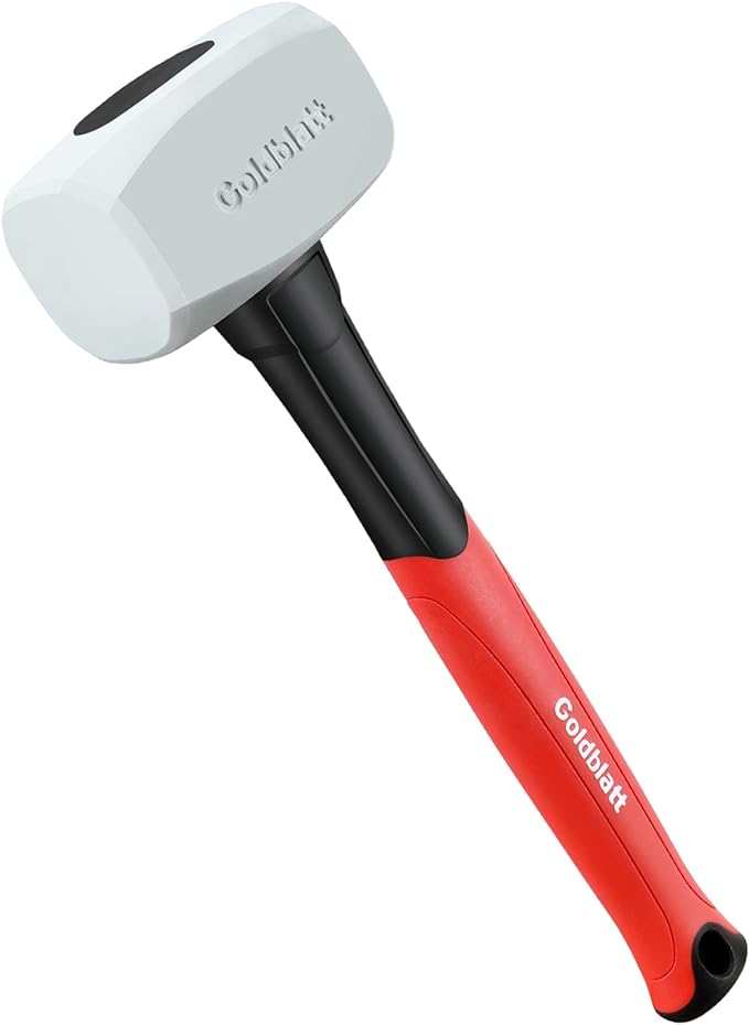 Goldblatt Rubber Mallet 16 oz. Low Recoil Rubber Hammer with Solid Head & Soft-grip Handle, Double-Faced Soft Mallets, Soft Blow Tasks, No Damage for Camping, Woodworking and Flooring | White