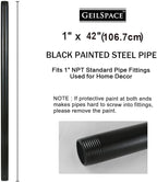GeilSpace 1" x 42" Pre-Cut Black Metal Pipe, Industrial Steel Fits Standard One Inch Black Threaded Pipes and Fittings - Vintage DIY Industrial Shelving (1" × 42")