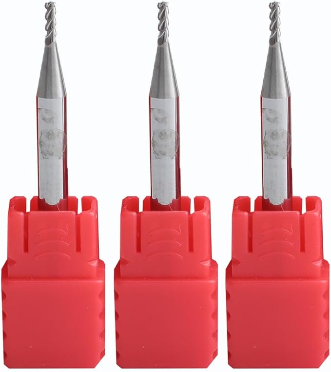 Metric Micrograin Carbide Square End Mill 2 Flute -3 PCS -0.2MM 【 ≈0.00787 inch】 HRC55° for Milling Alloy Steels Hardened Steel, Metal & More Mill Bits Sets for Professionals & DIYers