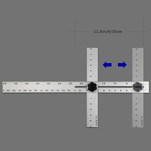 Triangle Ruler Square Carpentry Squares Folding Aluminium Frame Construction Tools Combination 24 Inches in Framing Roofing Stair Work Woodworking Movable Right Angle 90°45 Degree Angle Ruler