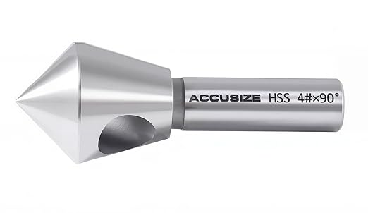 Accusize Industrial Tools 5 pc 90 Deg 0-Flute HSS Countersink & Deburring Tool Set, Pilotless Type, 0206-0490