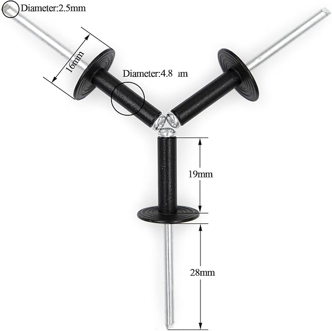 60pcs Black Large Flange Blind Rivets, Aluminum,Flange Diameter 5/8" (16 mm),Pop Rivets Assortment Kit Blind Rivet,3/16" x 3/4" Inch,Grip Range(13-16mm)