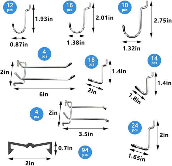 258PCS Pegboard Hooks, Pegboard Accessories Organizer Kit, Pegboard Set for Tools,1/8 and 1/4 inch Pegboard Hooks Assortment, Peg Board Hooks, Peg Board Bins, Peg Locks