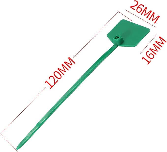 4 in Marker Nylon Cable Ties, Plastic Water Proof Tags, Self-Locking Written-on Cable Marker, Security Seals Label for Cabling, Wire Marking Label, Shipping Hanging Tags - Green/ 100pcs