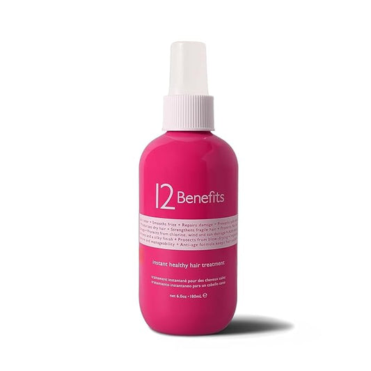 12 Benefits Leave-In Conditioner Spray – Instant Healthy Hair Treatment, Anti-Frizz, Detangles, Strengthens & Repairs, Heat Protection with Quaternium 39 & Silk Fibre Protein, 6 Fl Oz-VeraVaultWomen