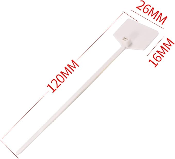 4 in Marker Nylon Cable Ties, Plastic Water Proof Tags, Self-Locking Written-on Cord Marker, Security Seals Label for Cabling, Wire Marking Label, Shipping Hanging Tags - White/ 100pcs