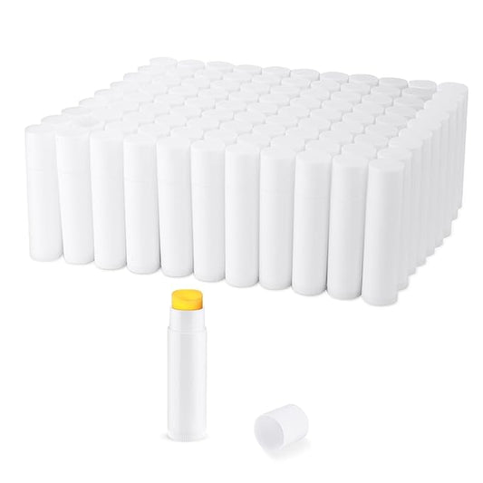 100 Pcs 5.5ml Bulk Empty Lip Balm Tubes Refillable Plastic Lip Gloss Container Travel Lipstick Tubes Chapstick Tubes Holder For DIY Homemade Lip Balm (white)-VeraVaultWomen