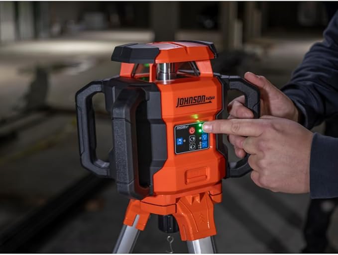 Johnson Level & Tool JRT300-GNHV-K Self-Leveling Dual Slope Rotary Laser Kit with GreenBrite® Technology, 4,000FT Range, Lithium Ion Batteries, Magnetic Target, Laser Detector, Remote Control