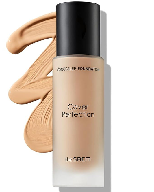THESAEM Cover Perfection Concealer Foundation - 24H Coverage, Light Liquid Texture - Ideal for Oily, Combination Skin, Provides Semi-Matte, Smooth Finish, 1.01 fl.oz. (2.0 Rich Beige)-VeraVaultWomen