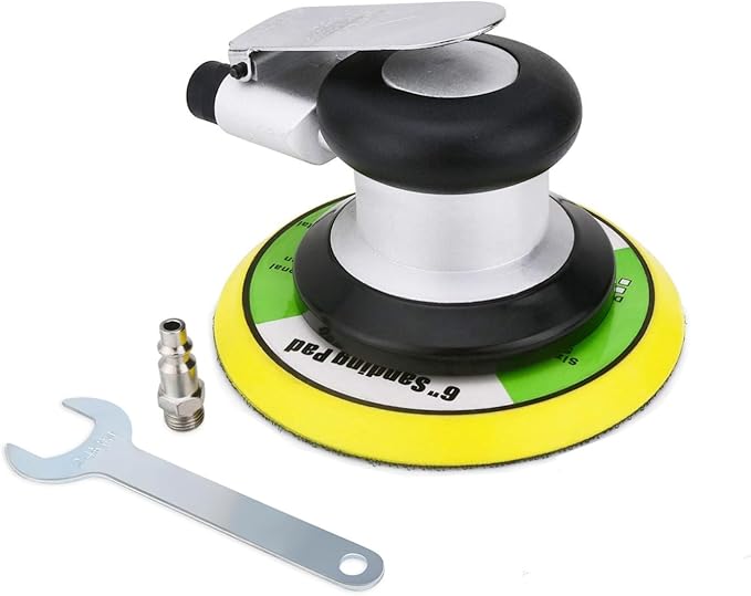6 inch Pneumatic Orbital Sander, Action Air Sander with Hook and Loop Sanding Pad for Woodworking, Autobody Work(Silver)