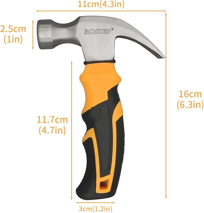 Hammer 8oz, Small Hammer, BOOSDEN Camping Hammer, Mini Hammer, Claw Hammer, Stubby Hammer, Small Hammer for Women, Nail Hammer, Handy Hammer, Kids Hammer, Tiny Hammer for Indoor Outdoor Using